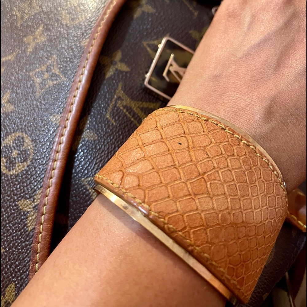 Henri Bendel leather & metal cuff bracelet